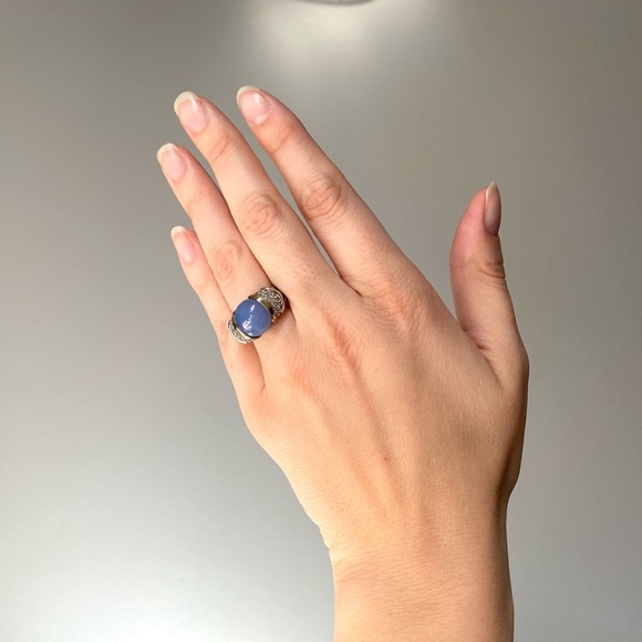 David Yurman Large Chalcedony Diamond Ring - Picture 2 of 12